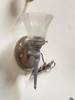 1920s Regency Wall Sconce Electric Light Fixture With Ripped Tulip Shade