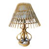 1950s Restored Modernist Stacked Stick Reed Rattan Organic Table Lamp with Stick Rattan Shade 1950s Restored Modernist Stacked Stick Reed Rattan Organic Table Lamp with Stick Rattan Shade