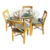 1950s Restored Mid-Century Rattan Table With Chairs Dining Set of 5 1950s Restored Mid-Century Rattan Table With Chairs Dining Set of 5