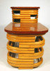 1940s Restored Table Side, Stacked Rattan Two-Tier With Mahogany Top 1940s Restored Table Side, Stacked Rattan Two-Tier With Mahogany Top