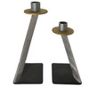 1990s Post Modern Iron, Bronze Candlestick Small Holders by Bruce R. MacDonald, Pair 1990s Post Modern Iron, Bronze Candlestick Small Holders by Bruce R. MacDonald, Pair