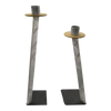 1990s Post Modern Iron, Bronze Candlestick Large Holders by Bruce R. MacDonald, Pair 1990s Post Modern Iron, Bronze Candlestick Large Holders by Bruce R. MacDonald, Pair