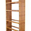 1970s 5 Tier Cane & Rattan Display Etagere W/ Glass Shelves by Bielecky Brothers