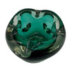 1960s Hand Blown Emerald Green Murano Style Weighted Cased Art Glass Ashtray 1960s Hand Blown Emerald Green Murano Style Weighted Cased Art Glass Ashtray