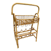 1960s Albini Style Rattan Service Side Table & Bottle Holder W/ Handle 1960s Albini Style Rattan Service Side Table & Bottle Holder W/ Handle