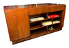 1930s Restored French Geometric Art Deco Rose Wood and Chrome Executive Desk W/ Bookshelves