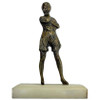 6" Tall Art Deco Nude Female Flapper Bronze Sculpture on Green Onyx Base 6" Tall Art Deco Nude Female Flapper Bronze Sculpture on Green Onyx Base