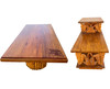 1950s Restored Mid Century Hand Carved Palm Leaf Koa Wood Coffee & Side Table Set of 2 1950s Restored Mid Century Hand Carved Palm Leaf Koa Wood Coffee & Side Table Set of 2