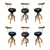 Restored 1950s Spiral Legs Rattan & Brass Barstool With Swivel Seats, Set of Six