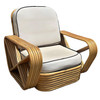 Restored 1940s Frankl Style Rattan Six Strand Square Pretzel Lounge Chair, Pair Restored 1940s Frankl Style Rattan Six Strand Square Pretzel Lounge Chair, Pair