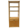 1950s Restored Rattan & Mahogany Etagere Display Curio Cabinet 1950s Restored Rattan & Mahogany Etagere Display Curio Cabinet