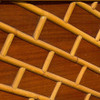 1950s Restored Mid-Century Geometric Brick Pattern Rattan & Mahogany Twin Size Headboard 1950s Restored Mid-Century Geometric Brick Pattern Rattan & Mahogany Twin Size Headboard