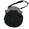 Late Victorian Sterling Silver Ladies Black Purse