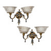 1900s Electrified Late Victorian Baroque Brass Gas Sconces With Shade, Pair 1900s Electrified Late Victorian Baroque Brass Gas Sconces With Shade, Pair