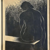 Untitled Nude Female Portrait Wood Block Print by Reibel Bertram, Framed