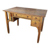 1910s Arts & Craft Mission 3 Drawer Oak Wrighting Desk