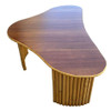 1950s Restored Biomorphic Mahogany Coffee Table W/ Stacked Rattan Legs 1950s Restored Biomorphic Mahogany Coffee Table W/ Stacked Rattan Legs