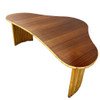 1950s Restored Biomorphic Mahogany Coffee Table W/ Stacked Rattan Legs 1950s Restored Biomorphic Mahogany Coffee Table W/ Stacked Rattan Legs