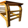 1950s Restored 2-Tier Rattan Staple Base Coffee Table W/ Mahogany