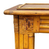 1950s Restored Vertically Stacked Rattan Console Table W/ Mahogany Top 1950s Restored Vertically Stacked Rattan Console Table W/ Mahogany Top