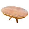 1950s Restored Round Rattan & Mahogany Dining Table W/ Leaf 1950s Restored Round Rattan & Mahogany Dining Table W/ Leaf