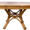 1950s Restored Round Rattan & Mahogany Dining Table W/ Leaf 1950s Restored Round Rattan & Mahogany Dining Table W/ Leaf