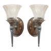 Antique Regency Wall Sconces Electric Light Fixture With Tulip Shade, Pair Antique Regency Wall Sconces Electric Light Fixture With Tulip Shade, Pair