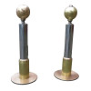 1930s Art Deco Chrome and Brass Geometric Andirons Attributed to Donald Deskey- a Pair 1930s Art Deco Chrome and Brass Geometric Andirons Attributed to Donald Deskey- a Pair