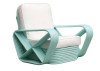 1930s Restored Pair of Teal Square Pretzel Stacked Rattan Lounge Chairs in Style of Frankl 1930s Restored Pair of Teal Square Pretzel Stacked Rattan Lounge Chairs in Style of Frankl