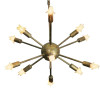 Mid-Century Brass Sputnik Chandelier With Starburst Bulbs Mid-Century Brass Sputnik Chandelier With Starburst Bulbs