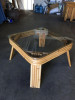 1950s Restored 5-Strand Rattan Coffee Table With Square Glass Top