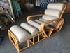 Restored 1940s Rattan 2 Piece Square Pretzel 4-Strand Chaise Lounge Restored 1940s Rattan 2 Piece Square Pretzel 4-Strand Chaise Lounge