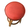 1950s Restored Arched Rattan Bar Stools With Studded Nailhead Red Seats- Set of 5 1950s Restored Arched Rattan Bar Stools With Studded Nailhead Red Seats- Set of 5