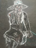 28" x 36" White Pastel Female Portrait on Black Paper 28" x 36" White Pastel Female Portrait on Black Paper