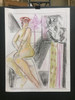 22" x 35" Nude Women in Chair with Man Watching Pastel on Paper 22" x 35" Nude Women in Chair with Man Watching Pastel on Paper