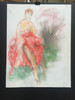 22" x 35" Women in Red Dress Pastel on Paper 22" x 35" Women in Red Dress Pastel on Paper