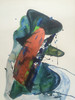 22" x 35" Orange, Green, & Blue Abstract Watercolor on Paper 22" x 35" Orange, Green, & Blue Abstract Watercolor on Paper