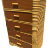 Restored Art Deco Stacked Rattan Highboy Dresser w/ Mahogany