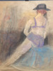 20" x 30" Underwear Women in Hat Pastel on Paper