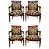 Early 1900s French Federal Empire Style Victorian Cherry Wood Armchairs, Set of Four Early 1900s French Federal Empire Style Victorian Cherry Wood Armchairs, Set of Four