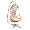 Restored Mid-Century Rattan & Wicker Hanging Cocoon Egg Chair With Stand Restored Mid-Century Rattan & Wicker Hanging Cocoon Egg Chair With Stand