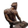 Modern Fisherman with Net Large Plaster Sculpture on Wood Base by Kimro 1969