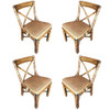 Restored Rattan Vintage Mid-Century Dining Side Chairs With "X" Back, Set of Four Restored Rattan Vintage Mid-Century Dining Side Chairs With "X" Back, Set of Four