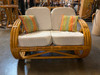 Restored 1950s Child Size 3-Strand Round Full Pretzel Rattan Sofa & Lounge Chair Restored 1950s Child Size 3-Strand Round Full Pretzel Rattan Sofa & Lounge Chair