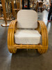 Restored 1950s Child Size 3-Strand Round Full Pretzel Rattan Sofa & Lounge Chair Restored 1950s Child Size 3-Strand Round Full Pretzel Rattan Sofa & Lounge Chair