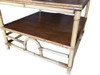 1950s Restored Two-Tier Rattan "Center Horseshoe" Coffee Table W/ Mahogany Top