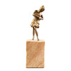 1920s Brass Art Deco Flapper Girl Sculpture on Peach Marble Obelisk