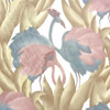 Modern Polished Cotton Fabric With Tropical Flamingo Design, 9 Yards Total
