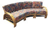 Restored Mid-Century 3 Strand Rattan Spoke Half Moon Arm Corner Sectional Sofa Restored Mid-Century 3 Strand Rattan Spoke Half Moon Arm Corner Sectional Sofa