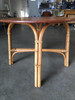 1950s Restored Vintage Round "X" Base Rattan Coffee Table With Oak Top